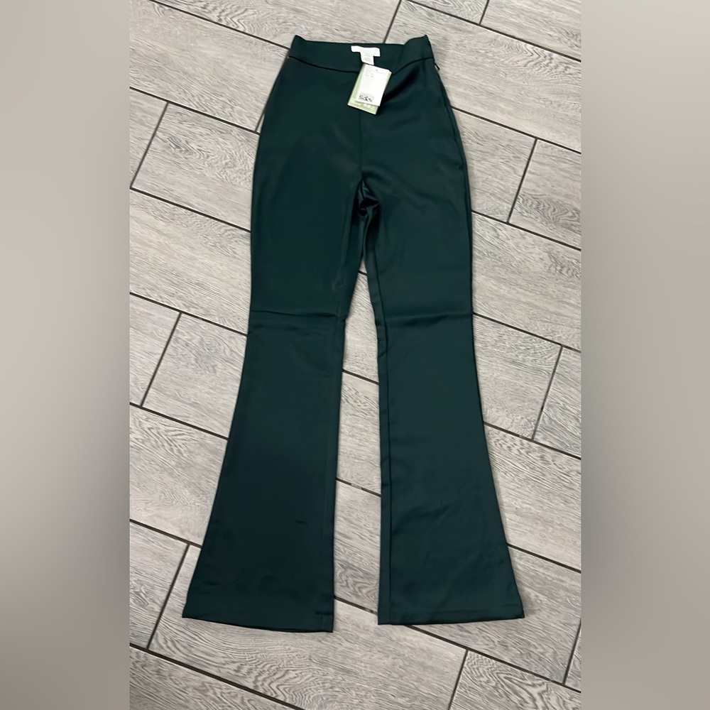 Green satin pant